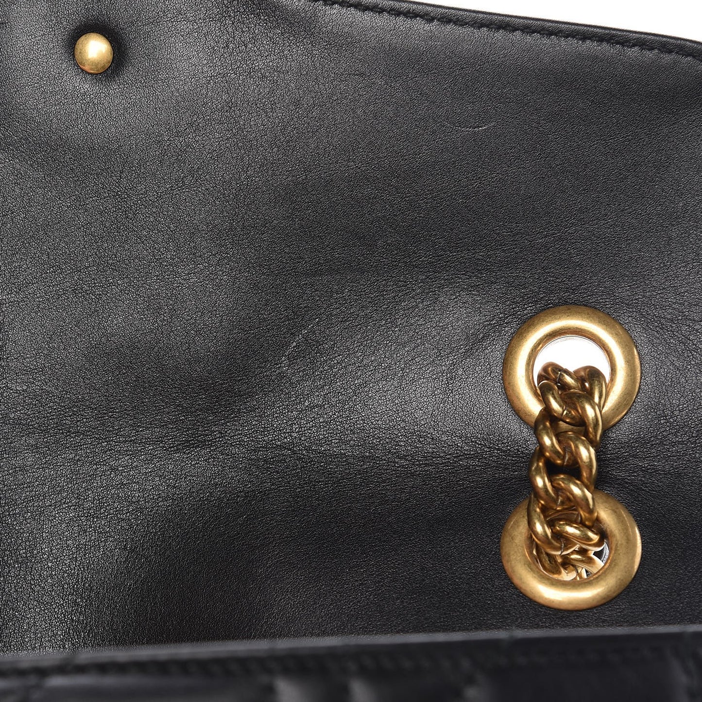 Calfskin Matelasse Studded Small Pearly GG Marmont Shoulder Bag Black