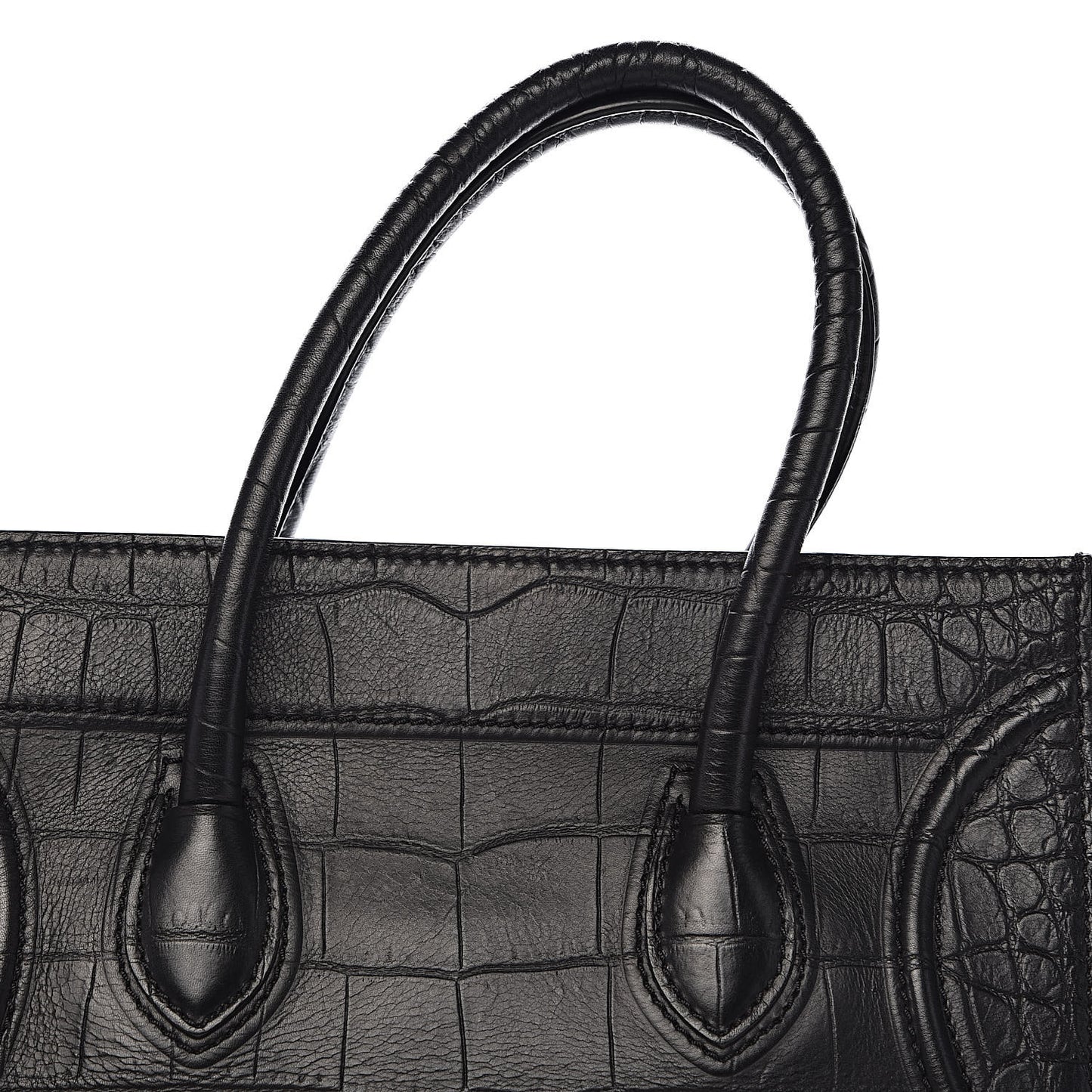 Crocodile Embossed Calfskin Medium Phantom Luggage Black