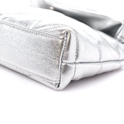 Saint Laurent Metallic Lambskin Monogram Loulou Puffer Pouch Clutch Silver 9 of 10