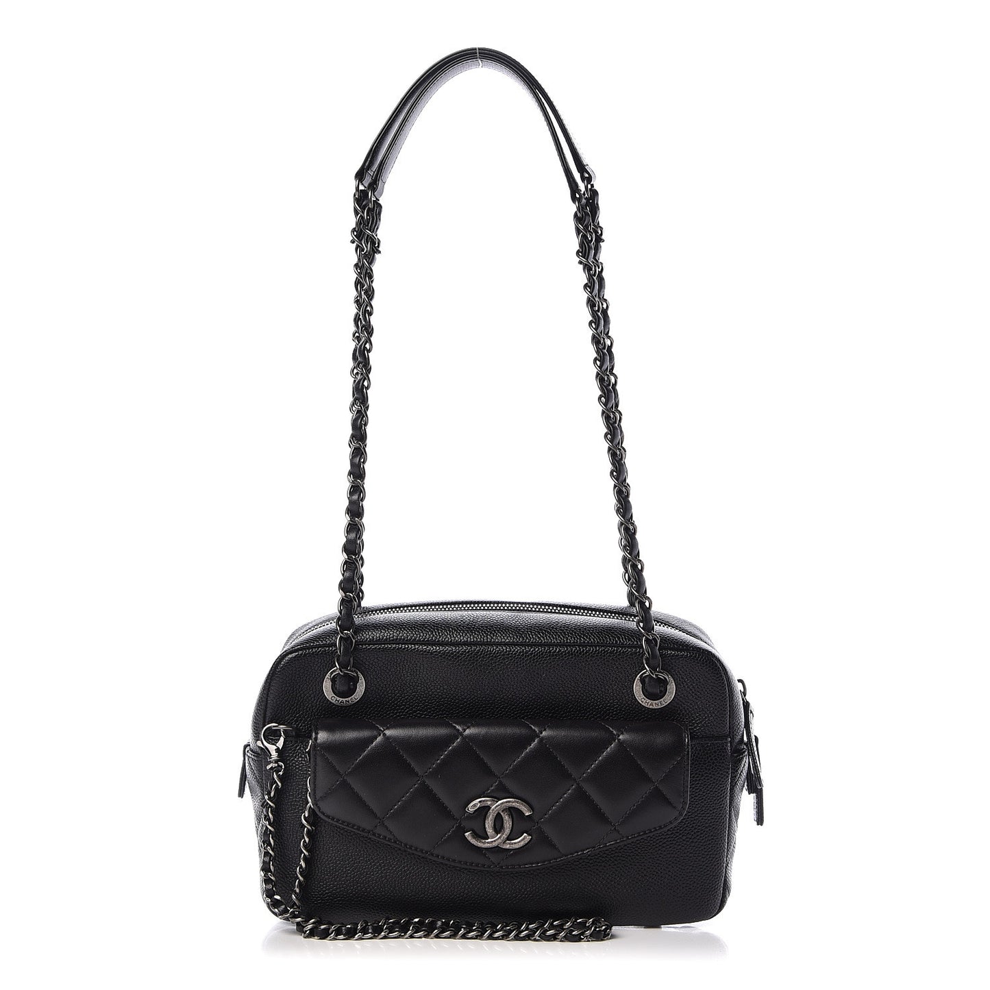 Caviar Lambskin Quilted Small Coco Break Camera Case Black