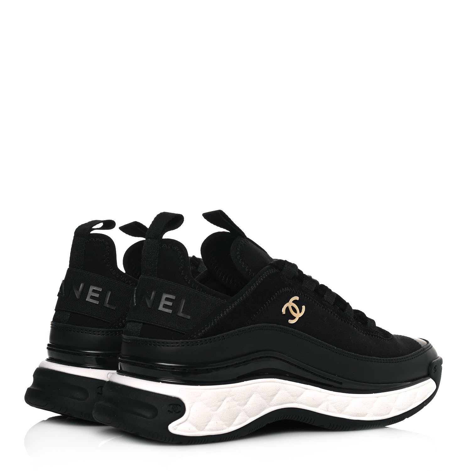 Chanel Velvet Calfskin Mixed Fibers CC Sneakers 36 Black 4 of 7