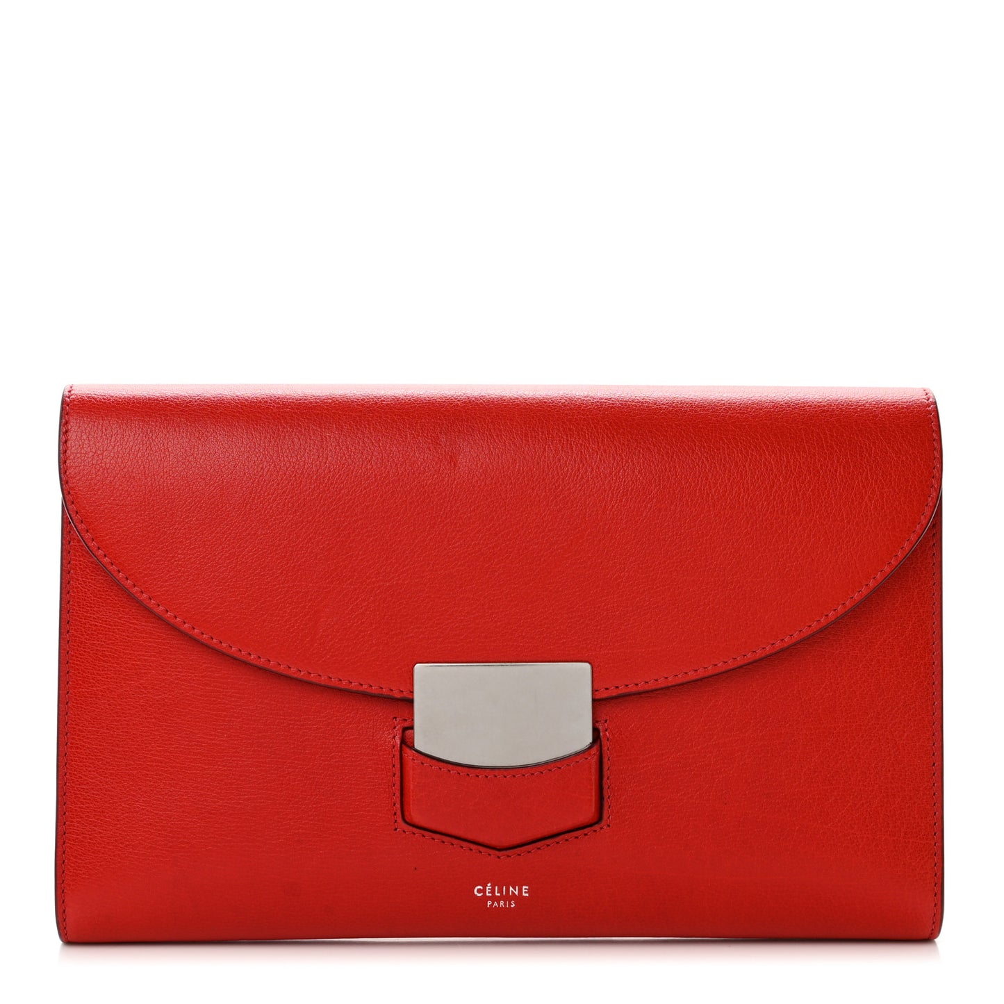 Grained Calfskin Trotteur Clutch Red