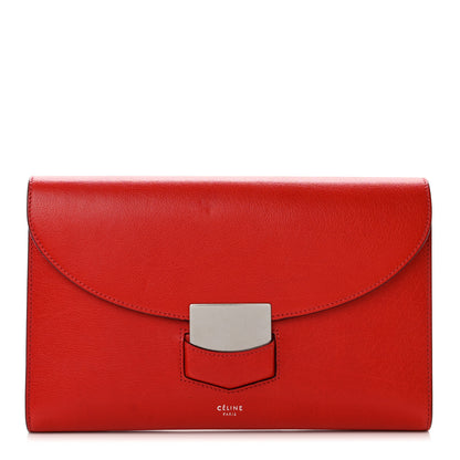 Celine Grained Calfskin Trotteur Clutch Red 1 of 6