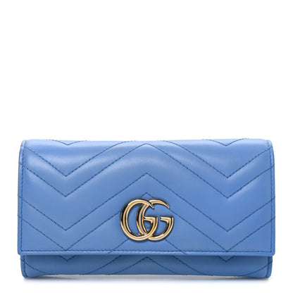 Gucci Calfskin Matelasse GG Marmont Continental Wallet Clear Sky Blue 1 of 7