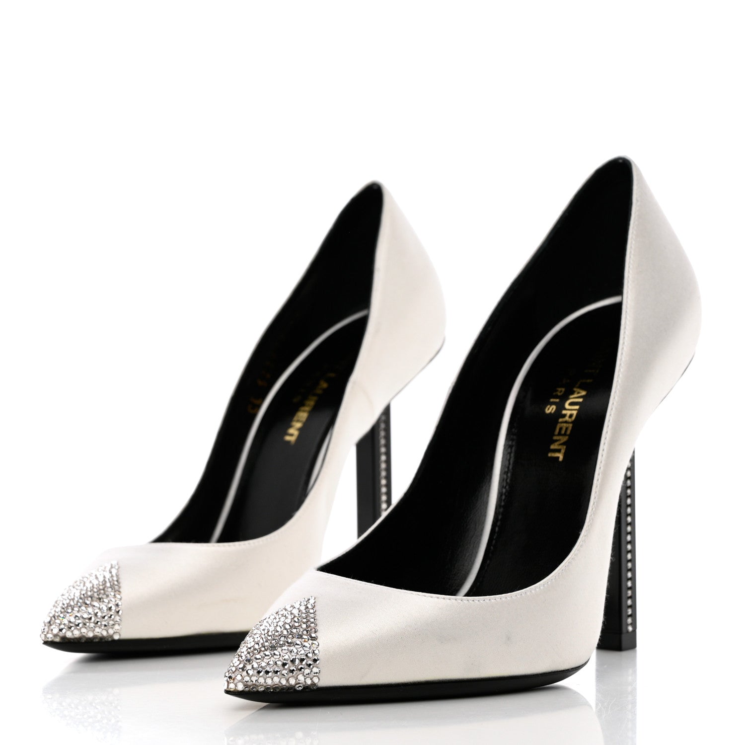 Saint Laurent Satin Crystal Embellished Tower 110 Pump 35 White 3 of 13