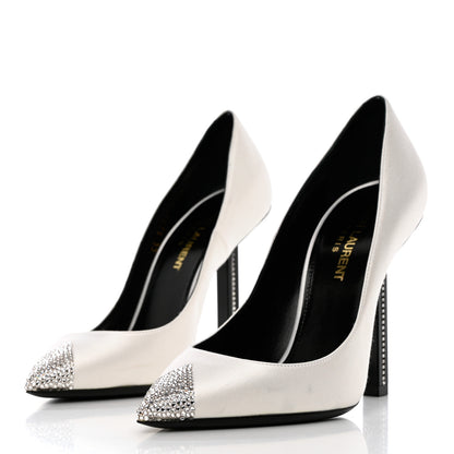 Saint Laurent Satin Crystal Embellished Tower 110 Pump 35 White 3 of 13