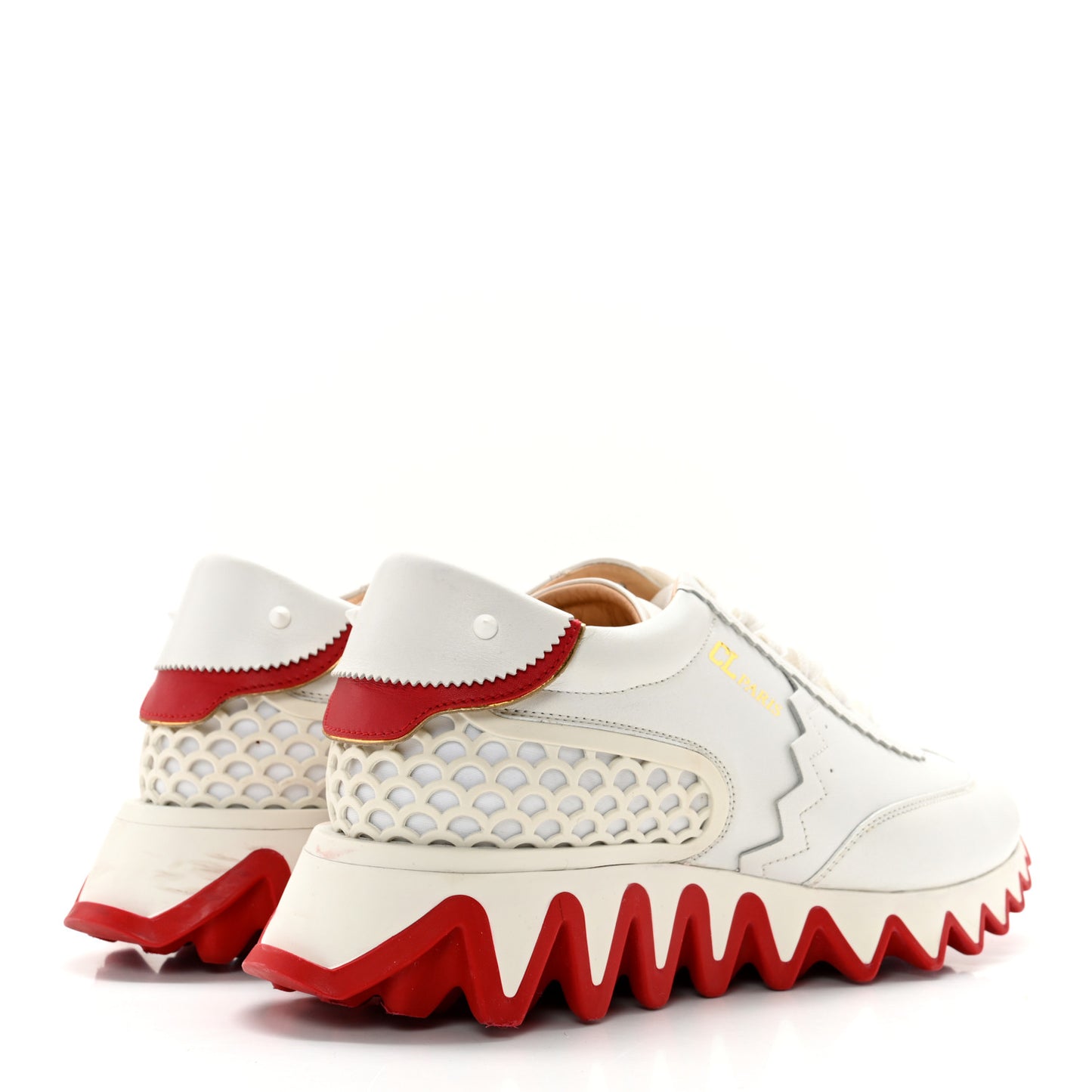 Calfskin Neoprene Womens Loubishark Sneakers 40.5 White