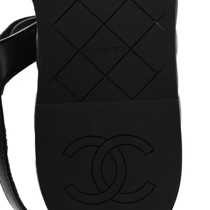 Chanel Lambskin Quilted Chain CC Platform Sandals 38 Black 8 of 11