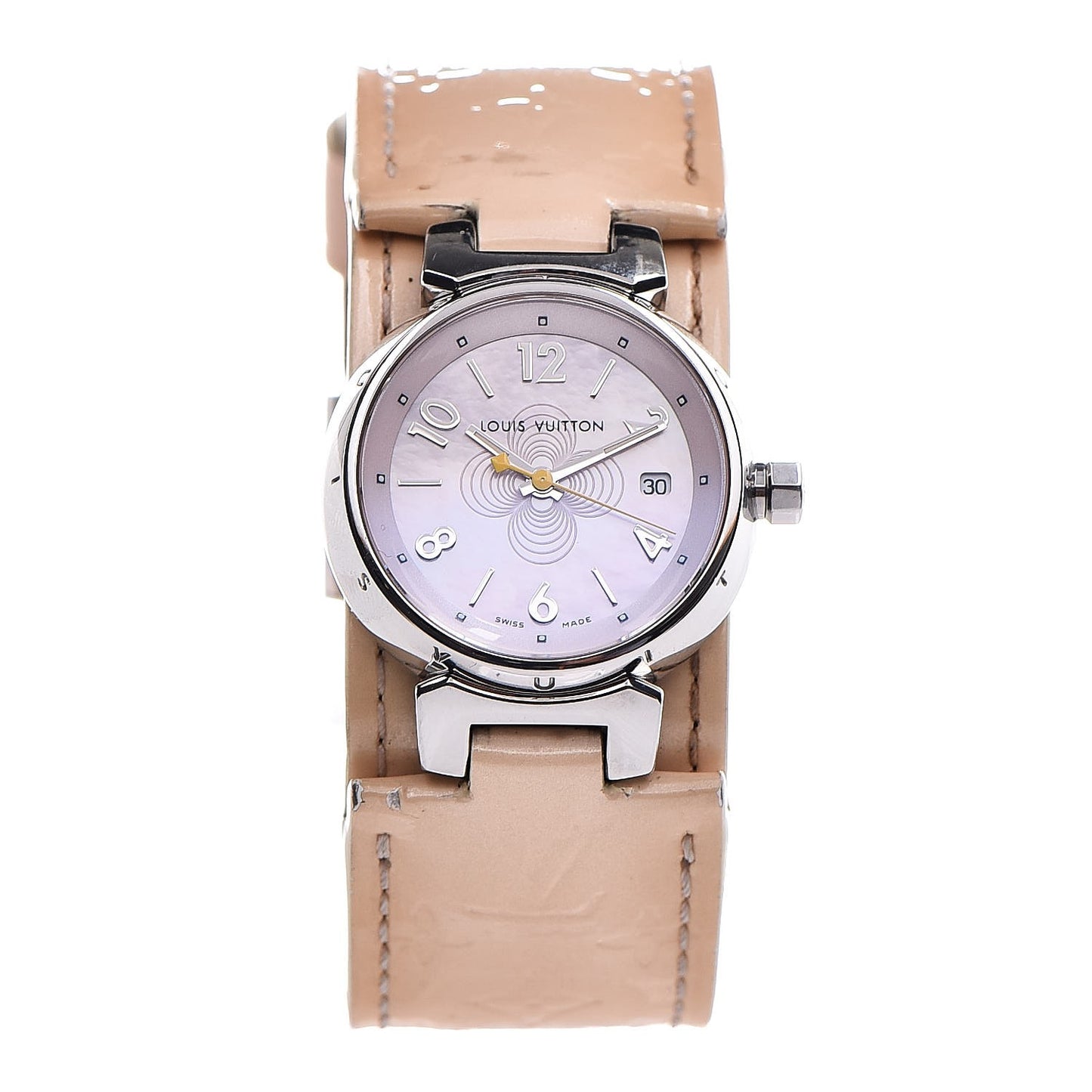 Stainless Steel Vernis Pink Mother of Pearl 28mm Tambour Quartz Watch