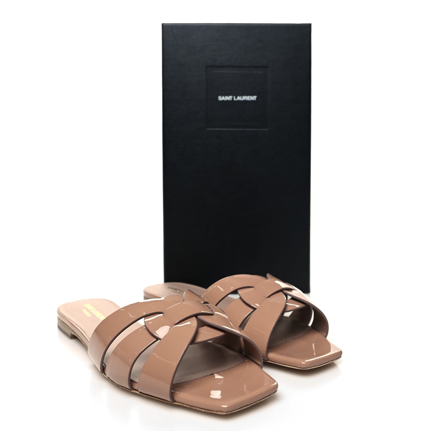 Patent Calfskin Nu Pied 05 Slide Sandals 39.5 Nude