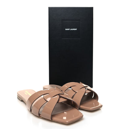 Saint Laurent Patent Calfskin Nu Pied 05 Slide Sandals 39.5 Nude 9 of 9