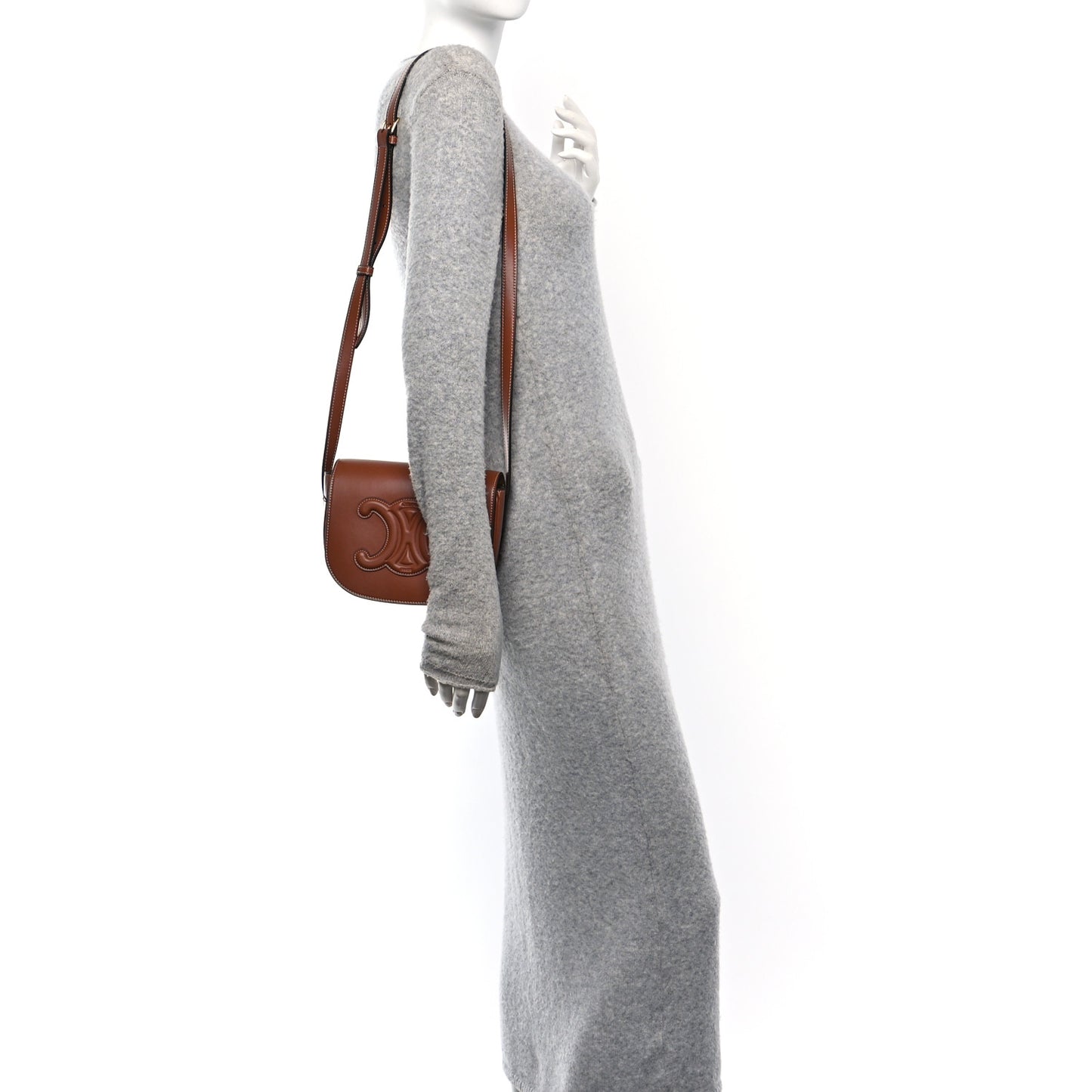 Smooth Calfskin Cuir Triomphe Folco Crossbody Bag Tan
