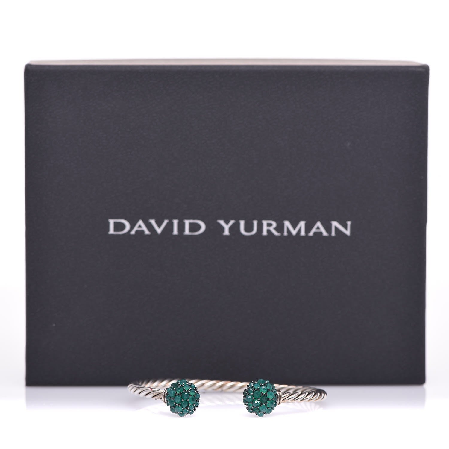 David Yurman Sterling Silver Green Onyx Osetra Cuff Bracelet 5 of 5