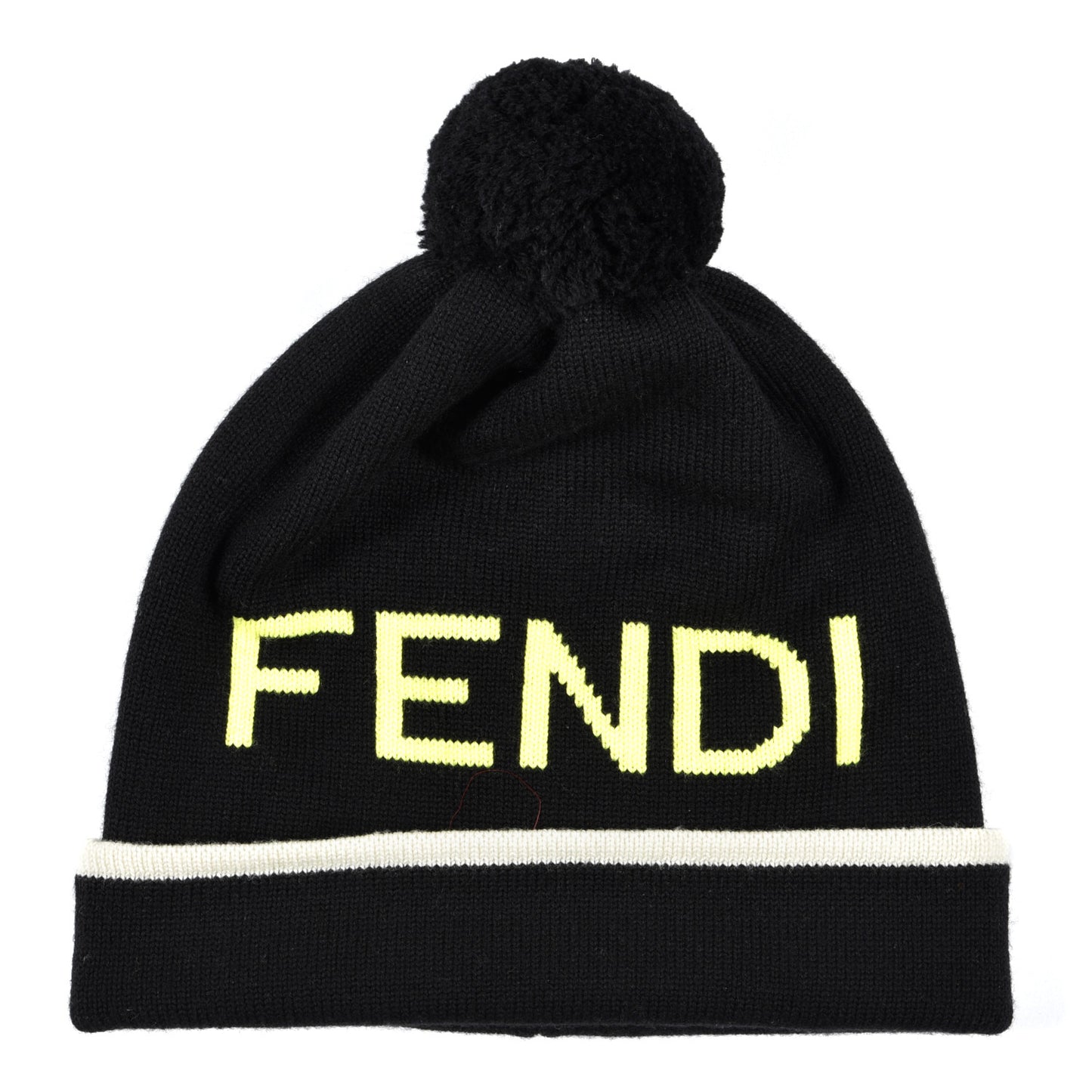 Wool Beanie M Black Fluo Yellow