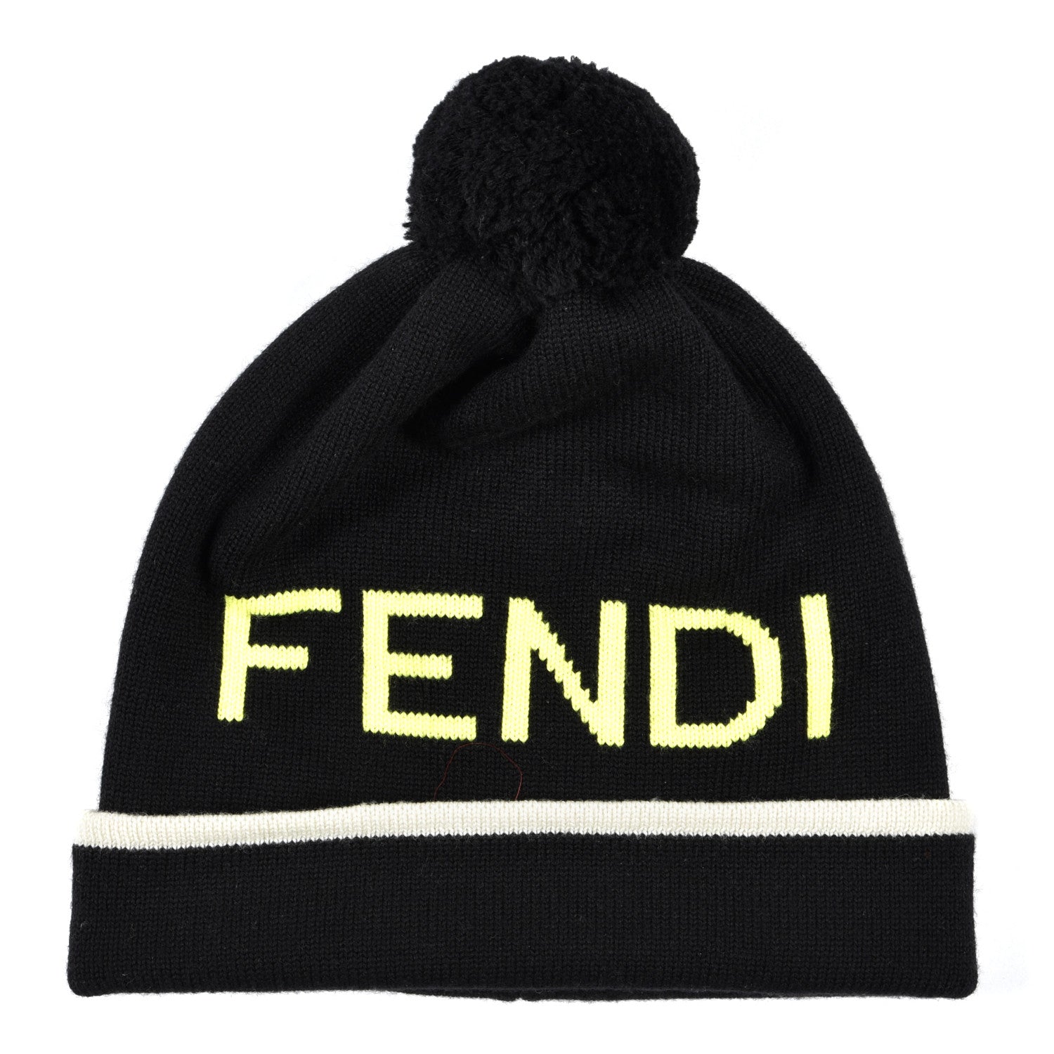 Fendi Wool Beanie M Black Fluo Yellow 1 of 4