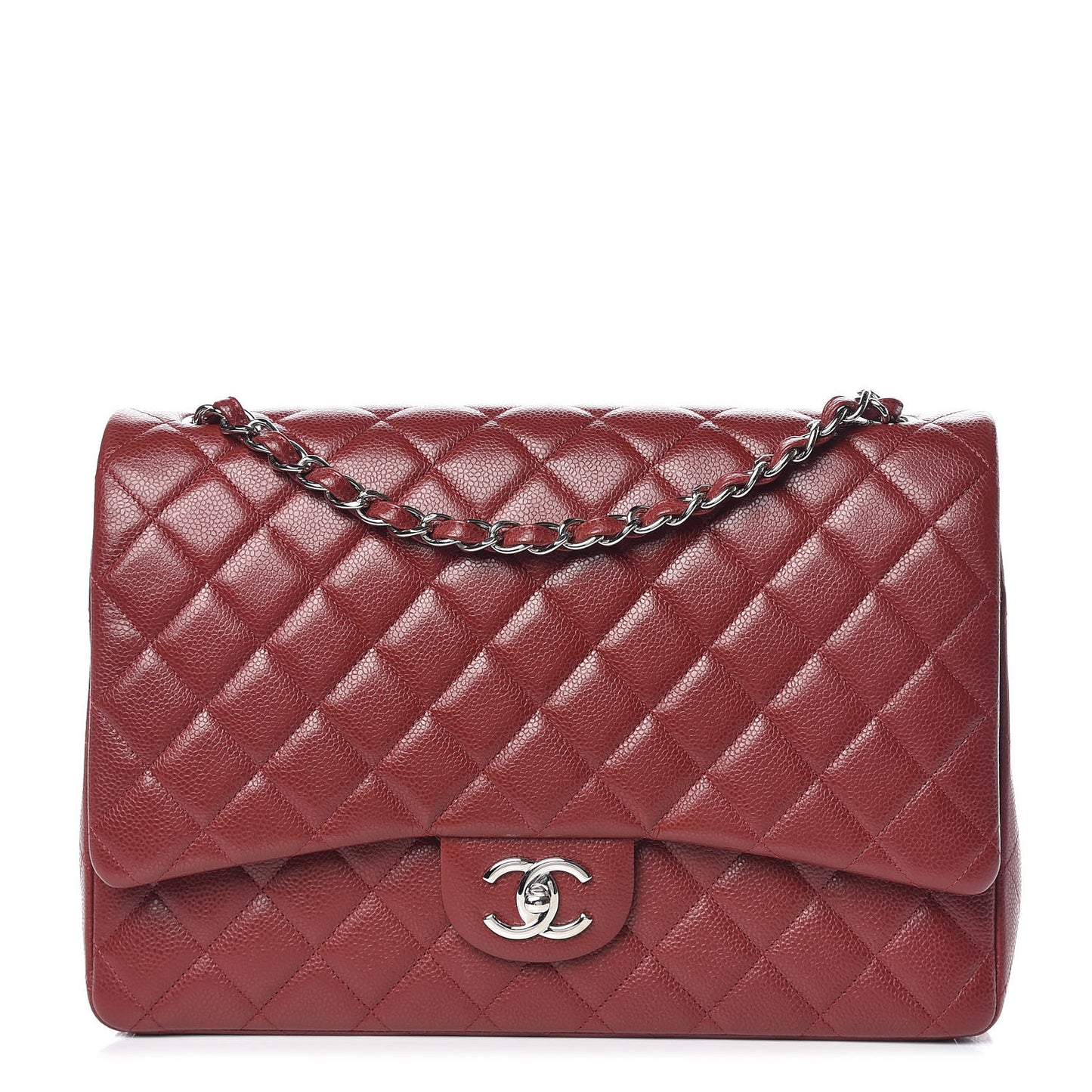 Caviar Quilted Maxi Double Flap Red