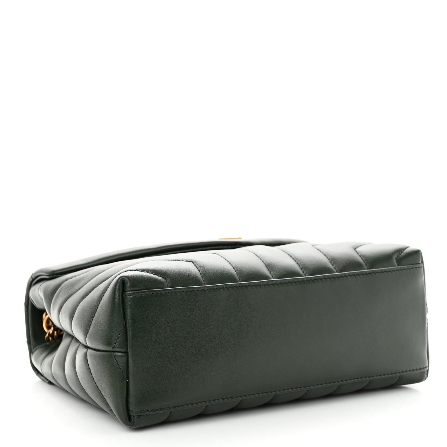 Calfskin Y Quilted Monogram Small Loulou Chain Satchel Dark Mint
