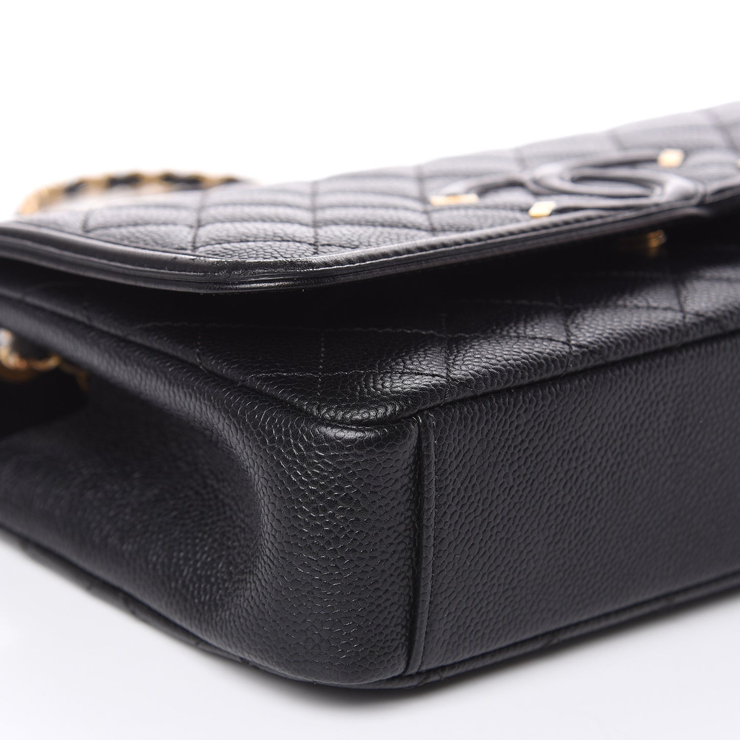 Caviar Quilted Medium CC Filigree Flap Black