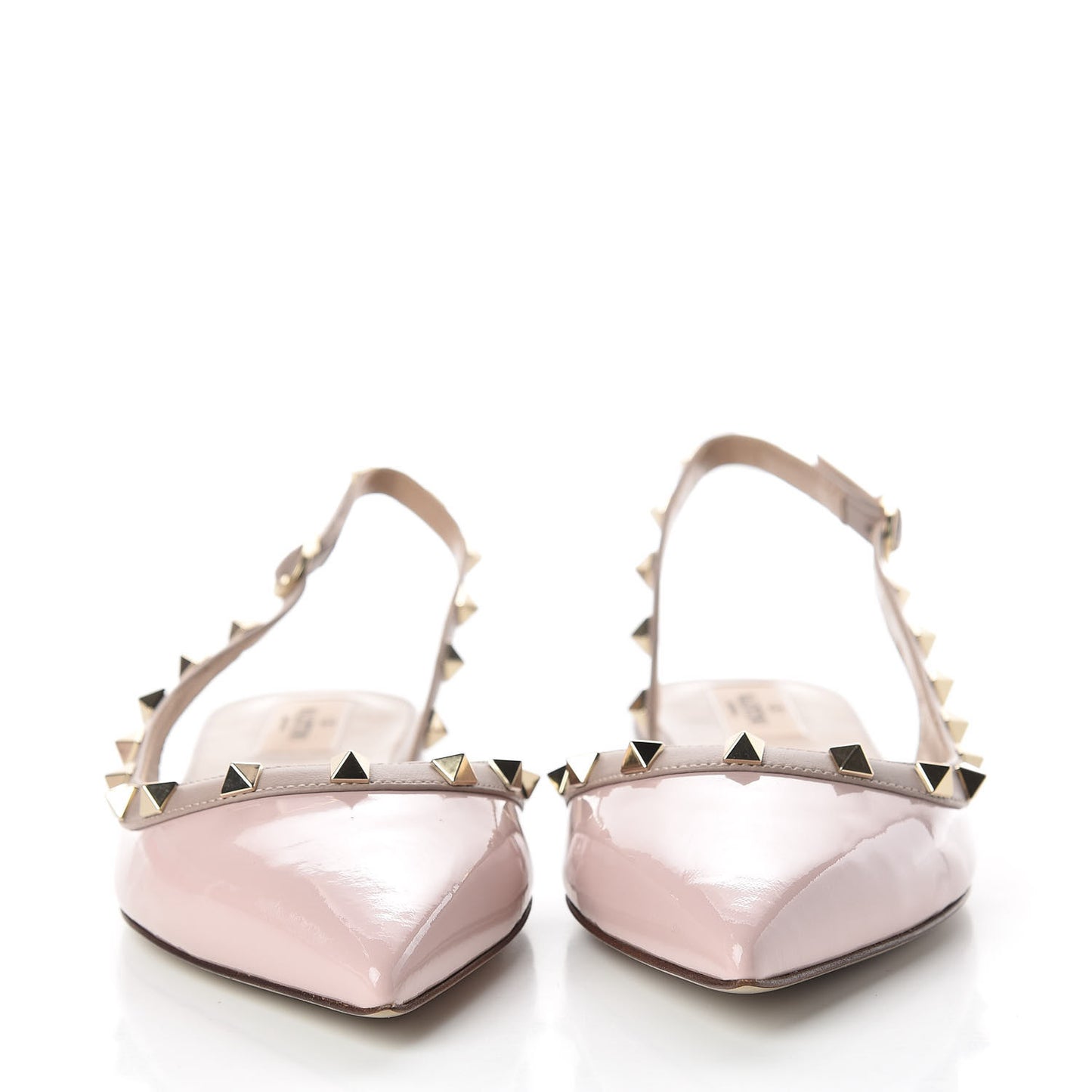 Patent Rockstud Slingback Flats 39.5 Water Rose Poudre