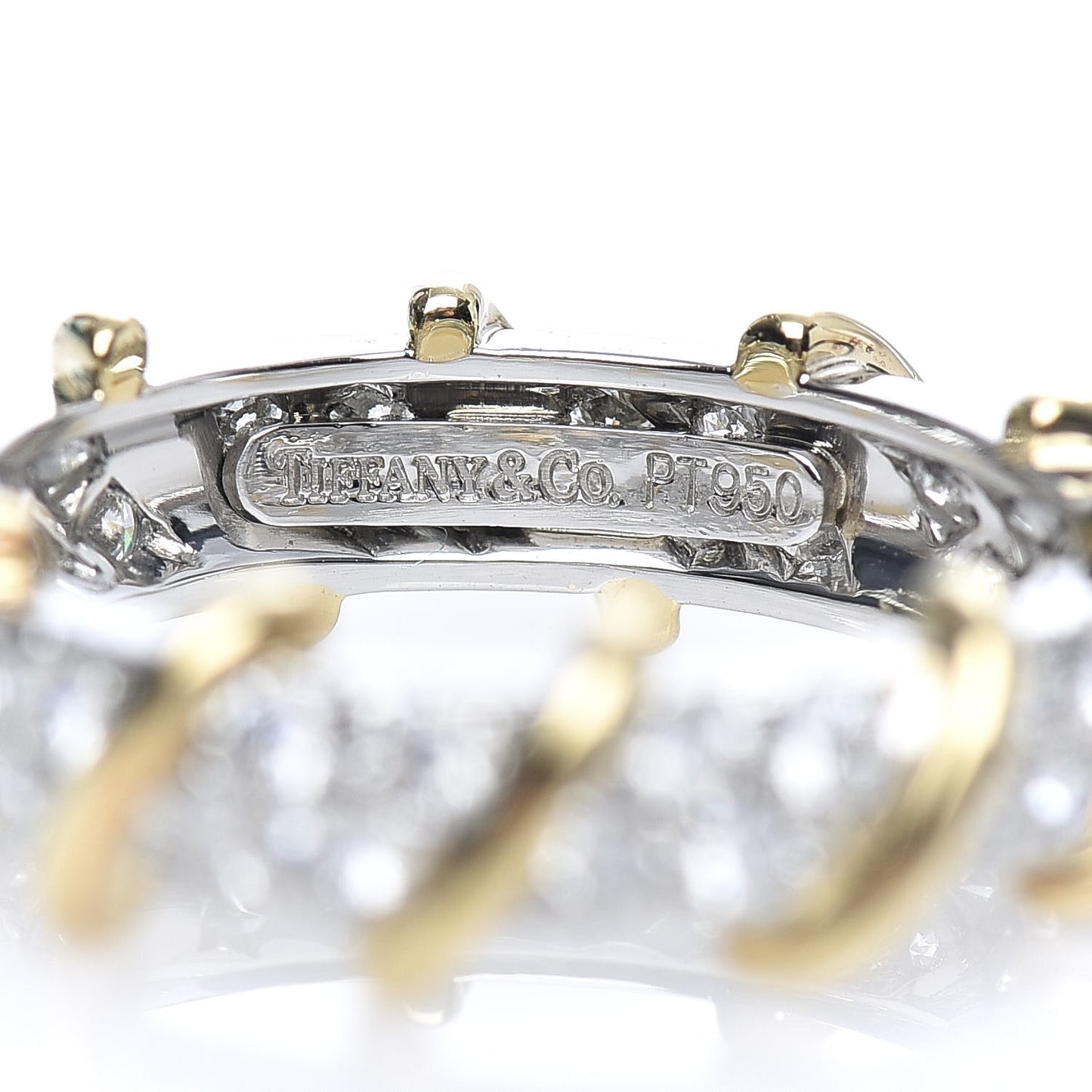 18K Yellow Gold Platinum Diamond Schlumberger Band Ring 52 6
