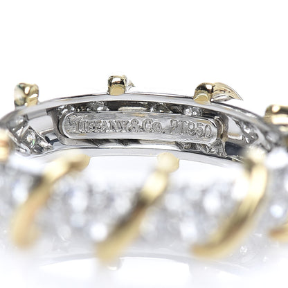 Tiffany 18K Yellow Gold Platinum Diamond Schlumberger Band Ring 52 6 4 of 4