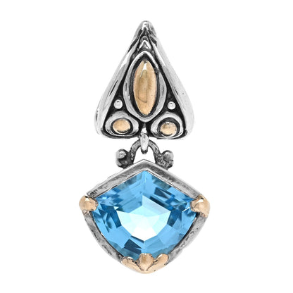 John Hardy Sterling Silver 18K Yellow Gold Blue Topaz Pendant 1 of 4