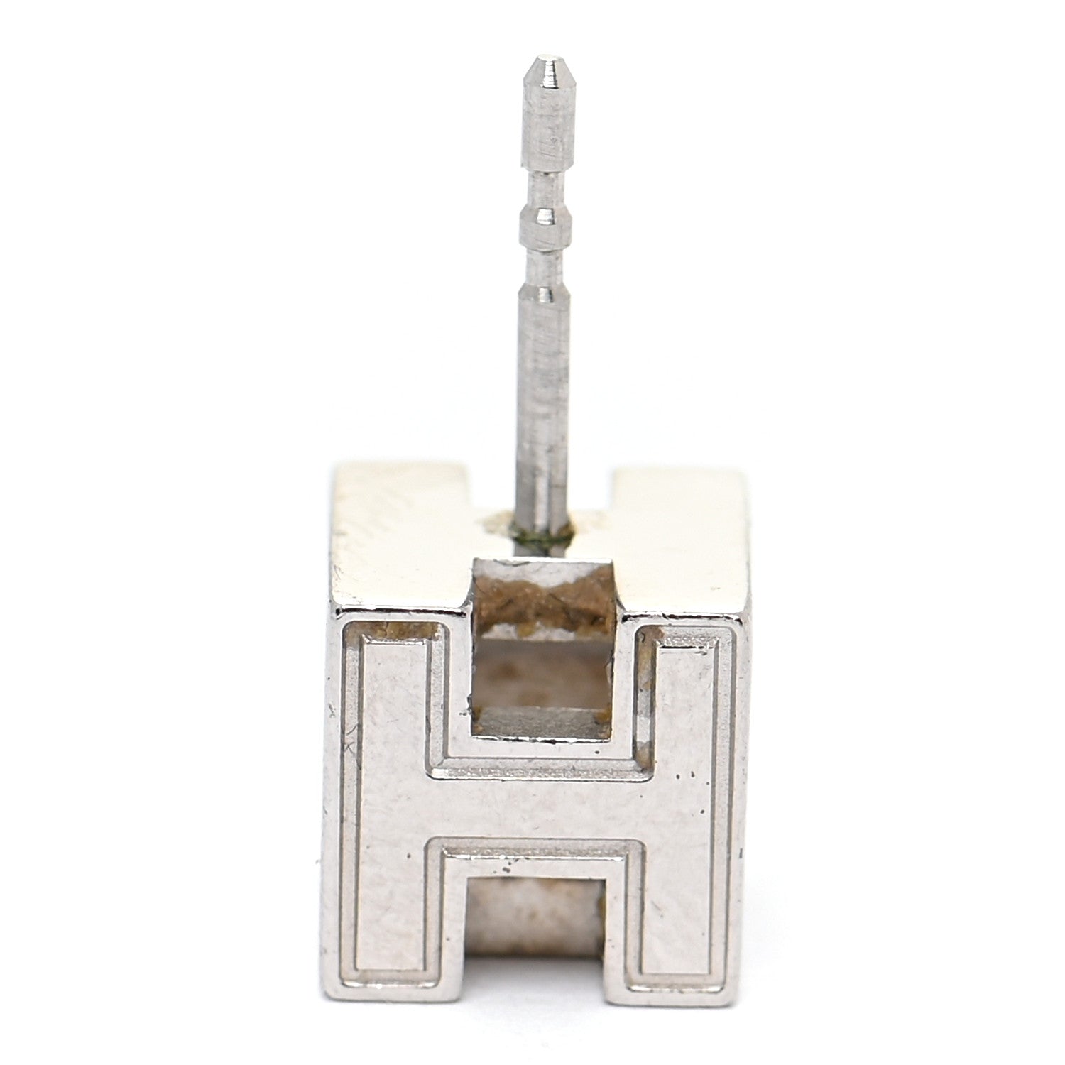 Hermes Palladium Lacquered Cage d'H Earrings Rose Indien 5 of 6