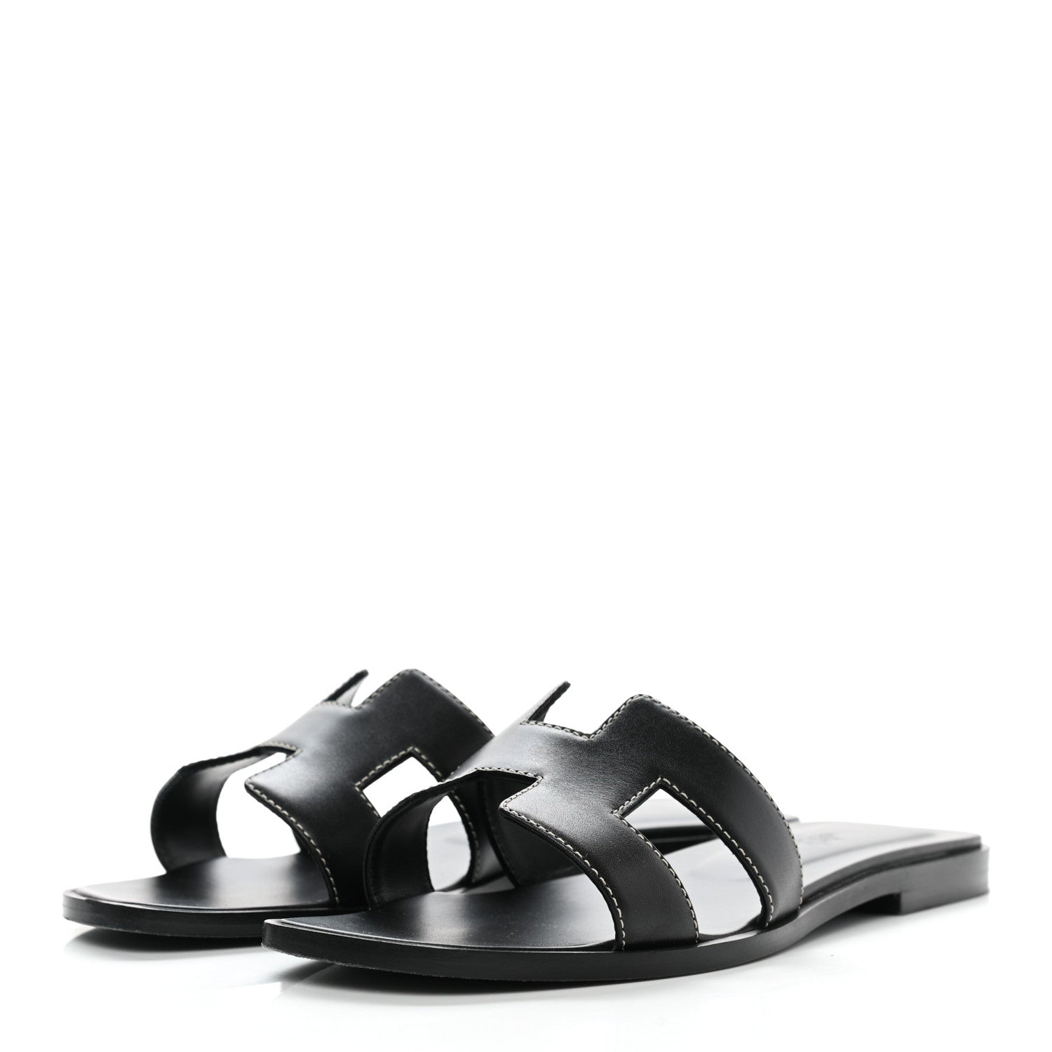 Hermes Box Calfskin Oran Sandals 36 Black 3 of 9