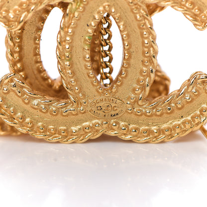 Chanel CC Drop Earrings Matte Gold 3 of 3