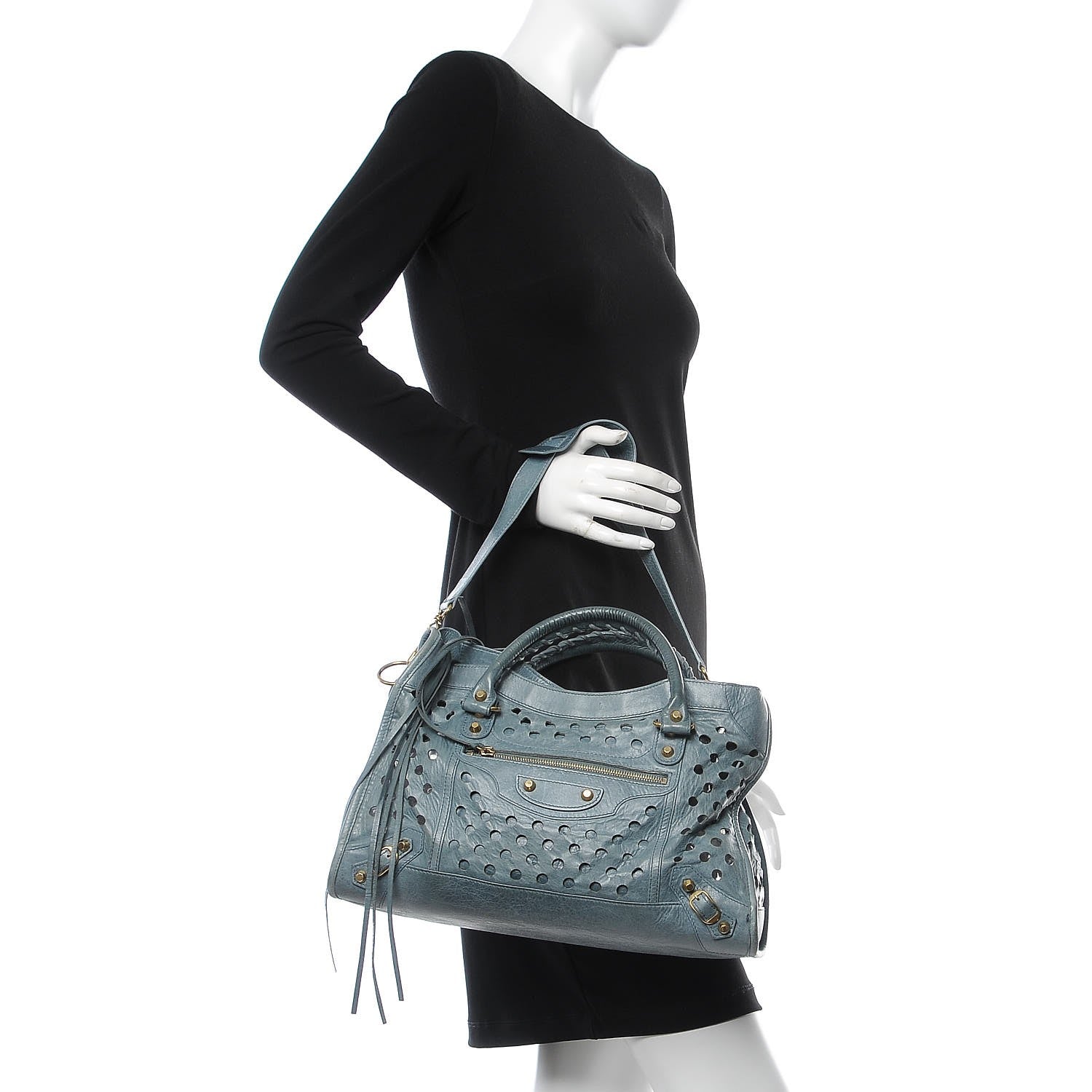 Balenciaga Agneau Classic Hardware Perforated Dot City Tempete 2 of 11