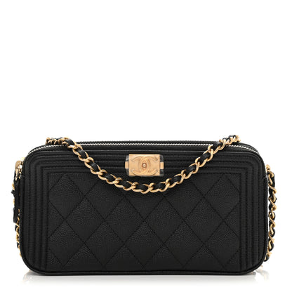 Chanel Caviar Quilted Small Boy Clutch With Chain Black 1 of 12