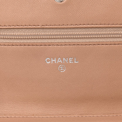 Chanel Calfskin Diamond Stitch Wallet On Chain WOC Beige 6 of 12