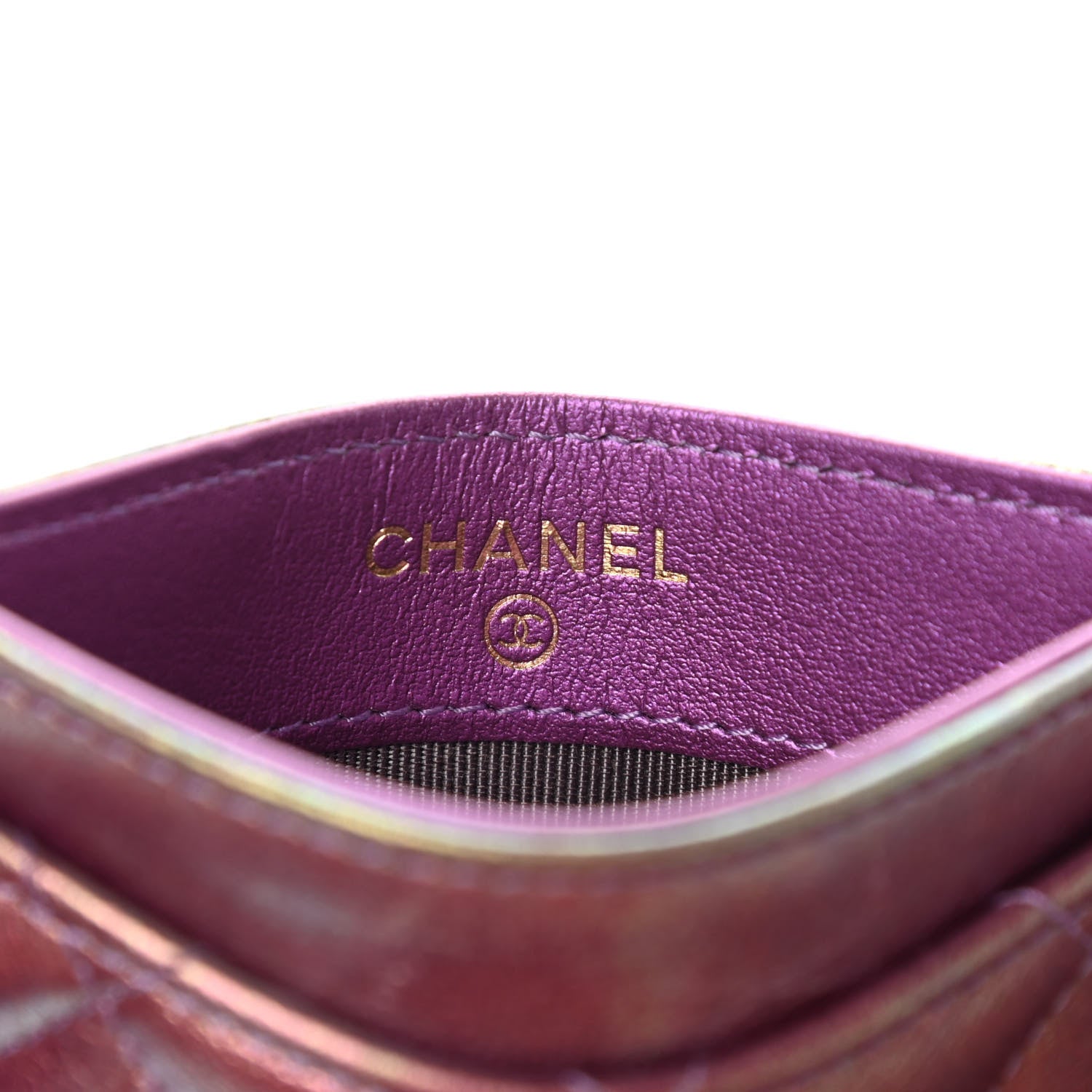 Chanel Iridescent Lambskin Quilted Card Holder Purple 6 of 8