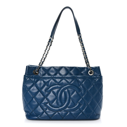 Chanel Caviar Quilted CC Timeless Soft Tote Blue 1 of 9