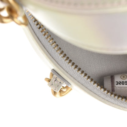 Chanel Iridescent Calfskin Quilted 19 Round Clutch With Chain White 7 of 11