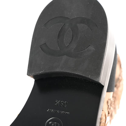 Chanel Embroidered Lambskin Grosgrain Lace Up Boots 38.5 Beige Black 10 of 15