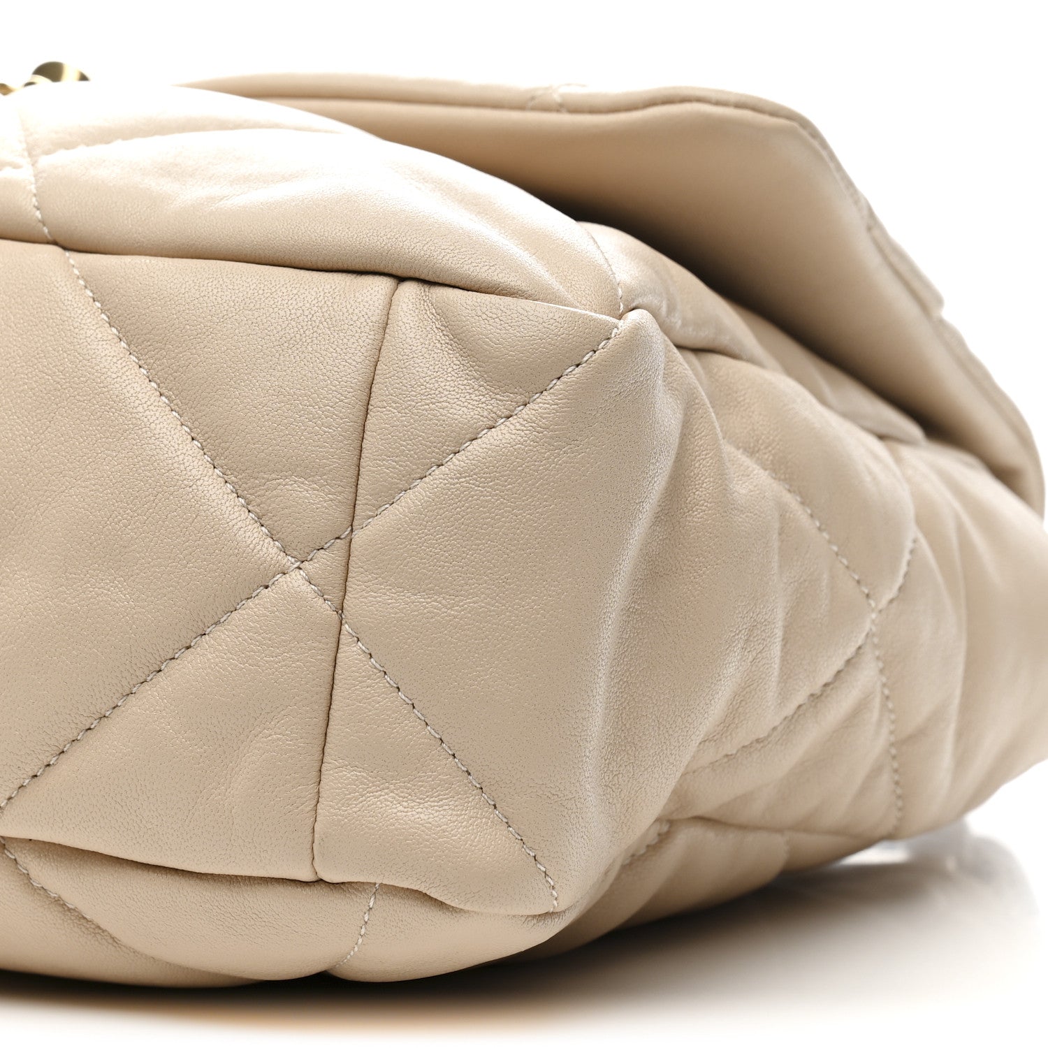 Chanel Goatskin Quilted Large Chanel 19 Flap Beige 10 of 14