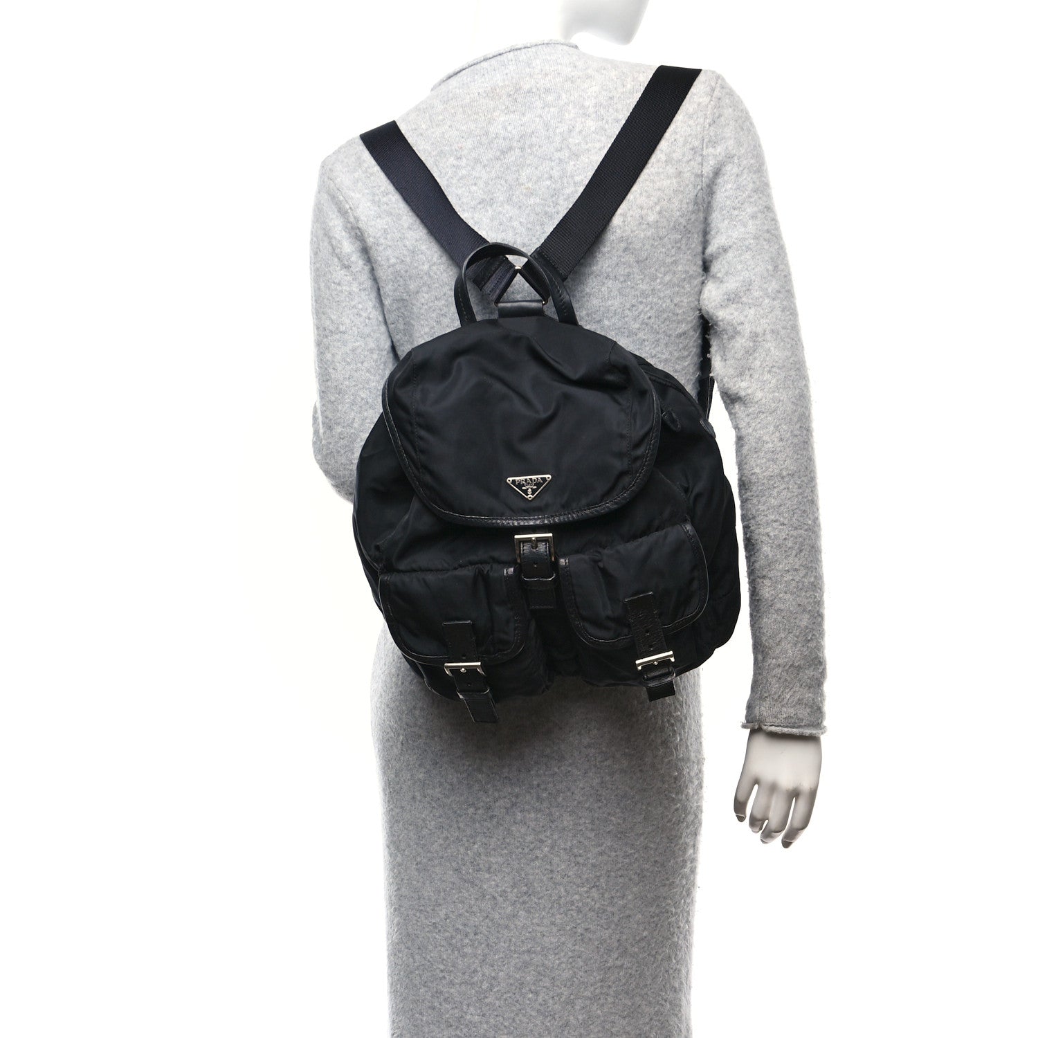 Prada Tessuto Nylon Vela Medium Backpack Black 2 of 9