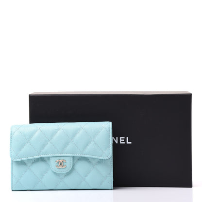 Chanel Caviar Quilted Medium Flap Wallet Light Blue 10 of 10