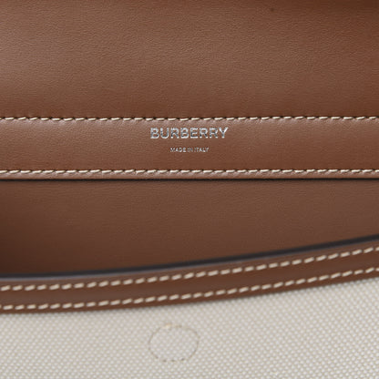 Burberry Smooth Calfskin Canvas Horseferry Print Small Title Bag with Pocket Natural Malt Brown 8 of 11