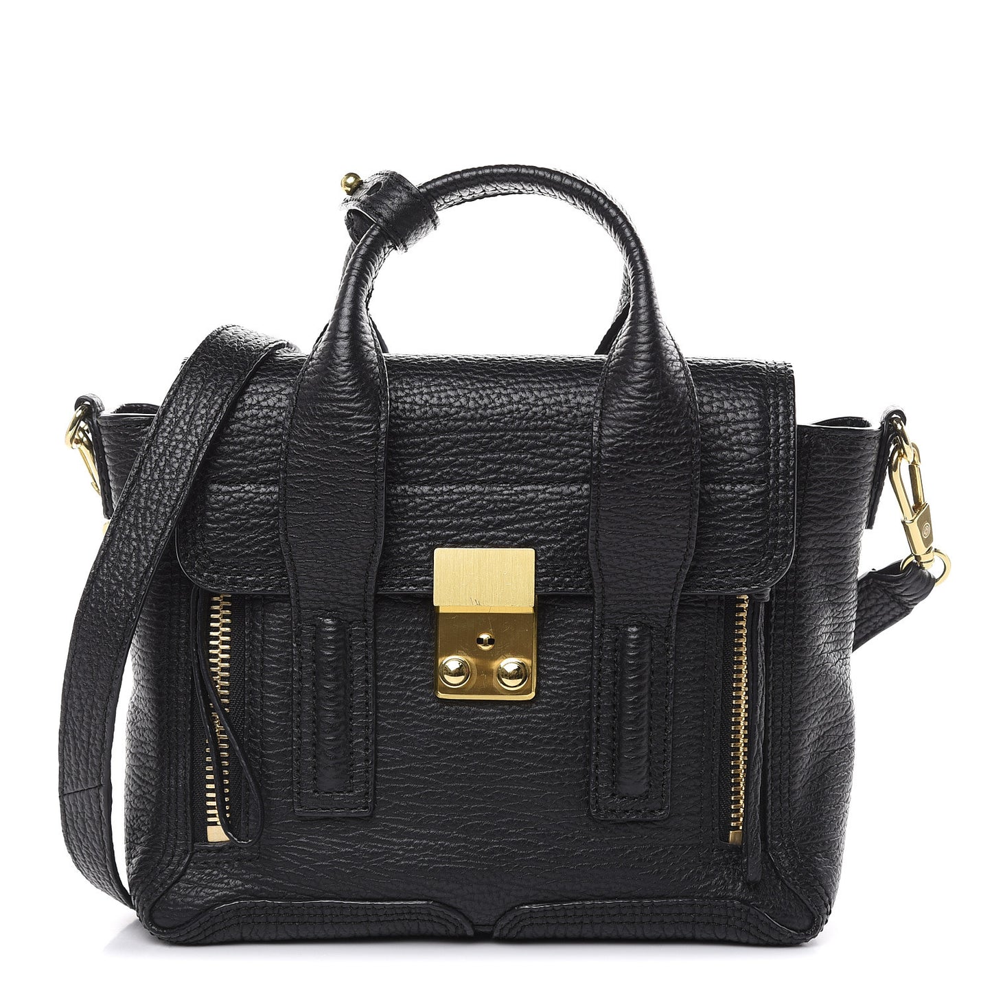 3.1 Textured Calfskin Mini Pashli Satchel Black