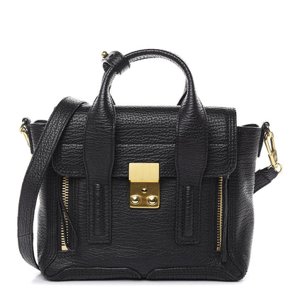 3.1 Phillip Lim 3.1 Textured Calfskin Mini Pashli Satchel Black 1 of 10