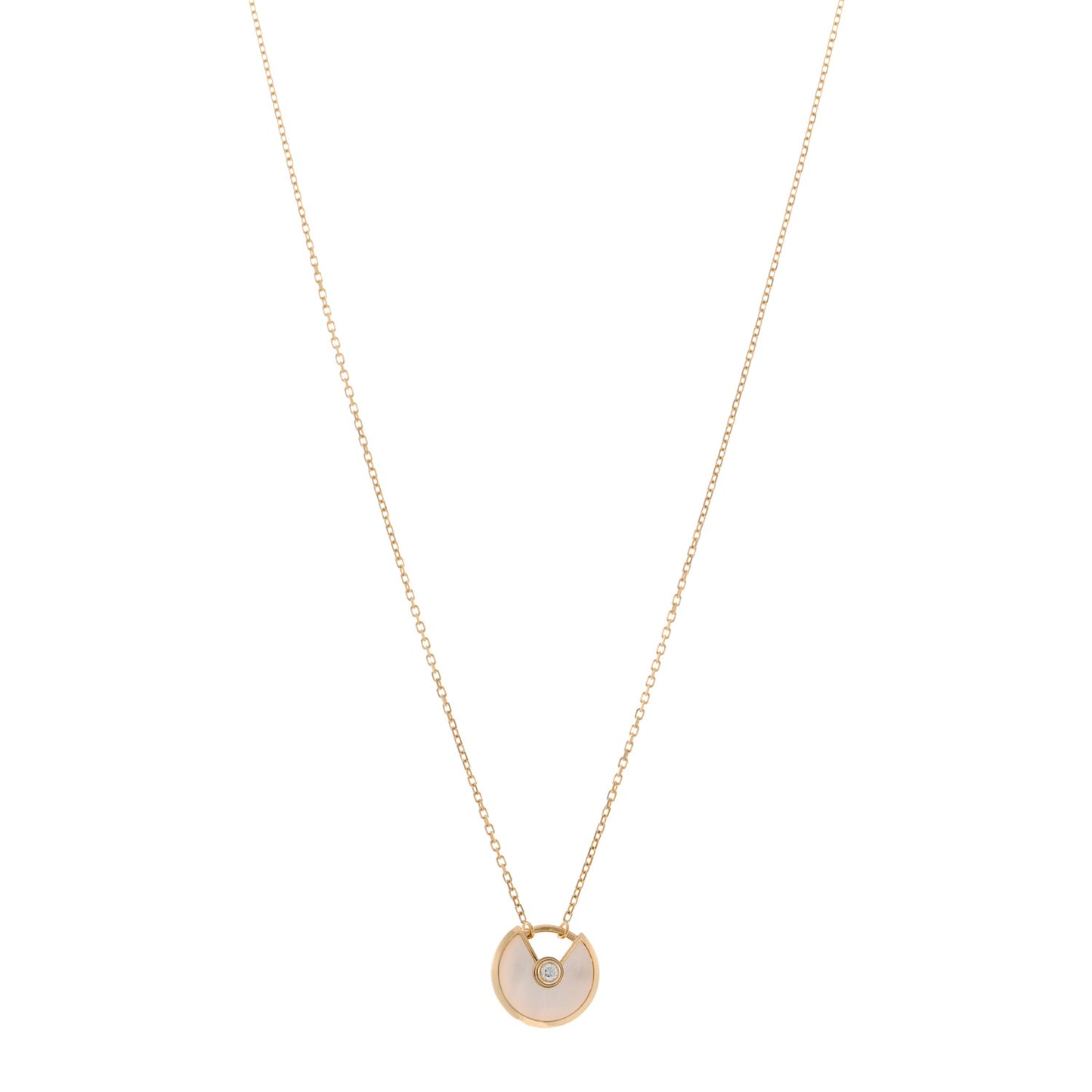 18K Yellow Gold Diamond Mother of Pearl XS Amulette de Cartier Pendant Necklace