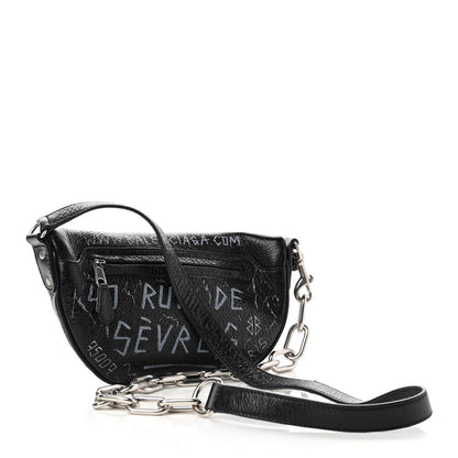 Balenciaga Agneau Arena Graffiti All Over XXS Souvenir Belt Bag Black White 3 of 7