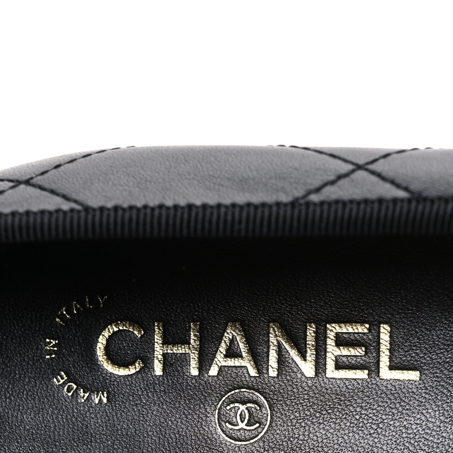 Lambskin Quilted CC Cambon Ballet Flats 38 Black White