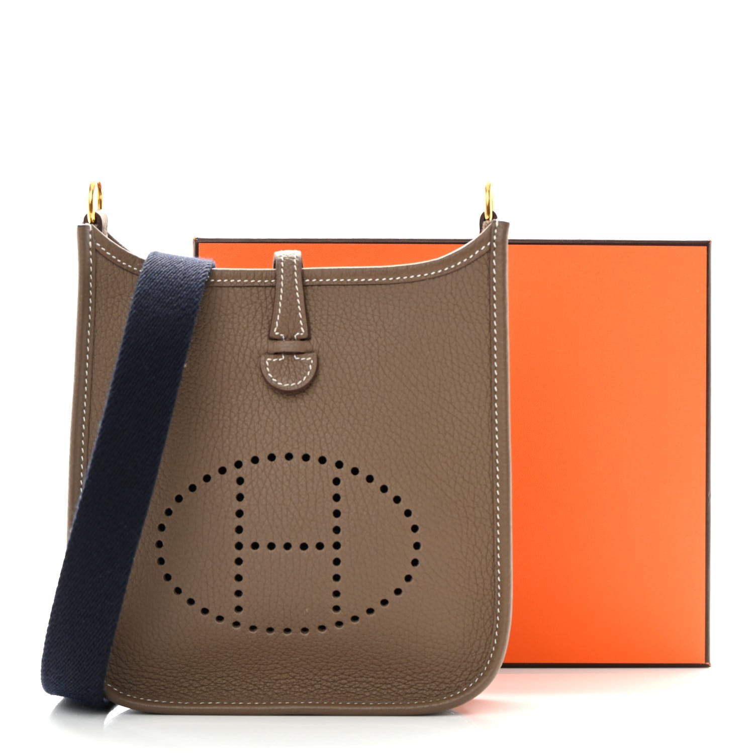 Hermes Taurillon Clemence Amazone Evelyne TPM Etoupe Bleu Indigo 11 of 11