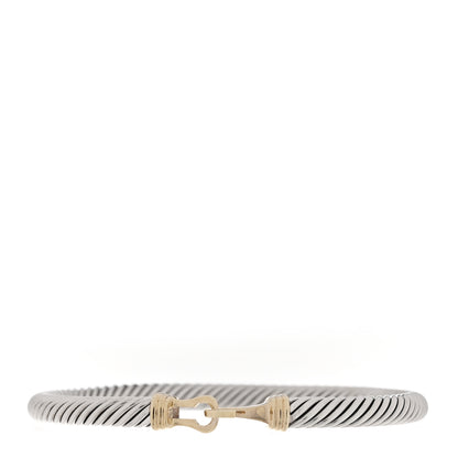 David Yurman Sterling Silver 14K Yellow Gold 5mm Cable Classic Buckle Bracelet 1 of 3