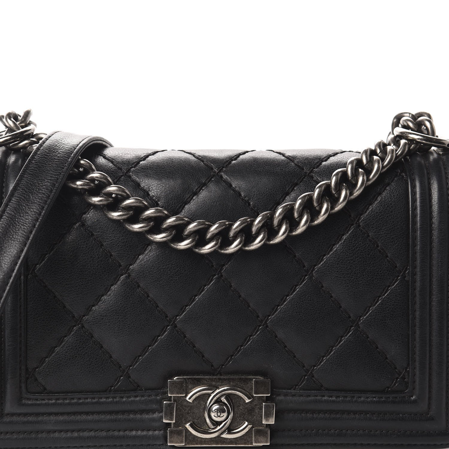 Chanel Calfskin Double Stitch Medium Boy Flap Black 17 of 17