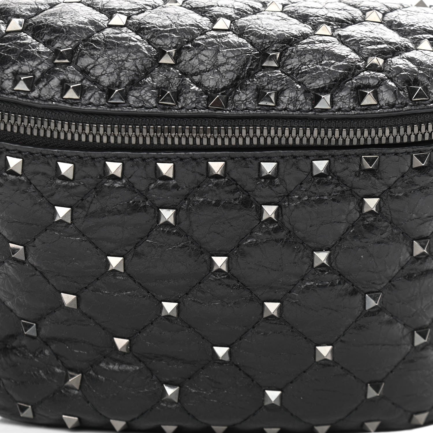 Valentino Garavani Craquele Nappa Rockstud Spike Belt Bag 85 Black 7 of 9