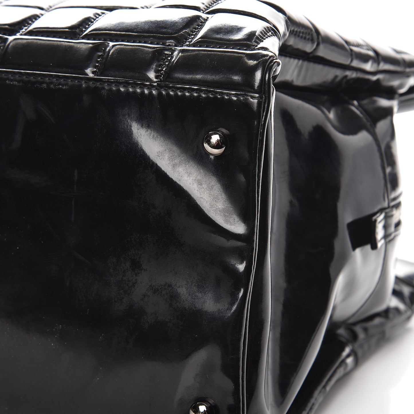 Vinyl Quilted Frozen Shopping Tote Black